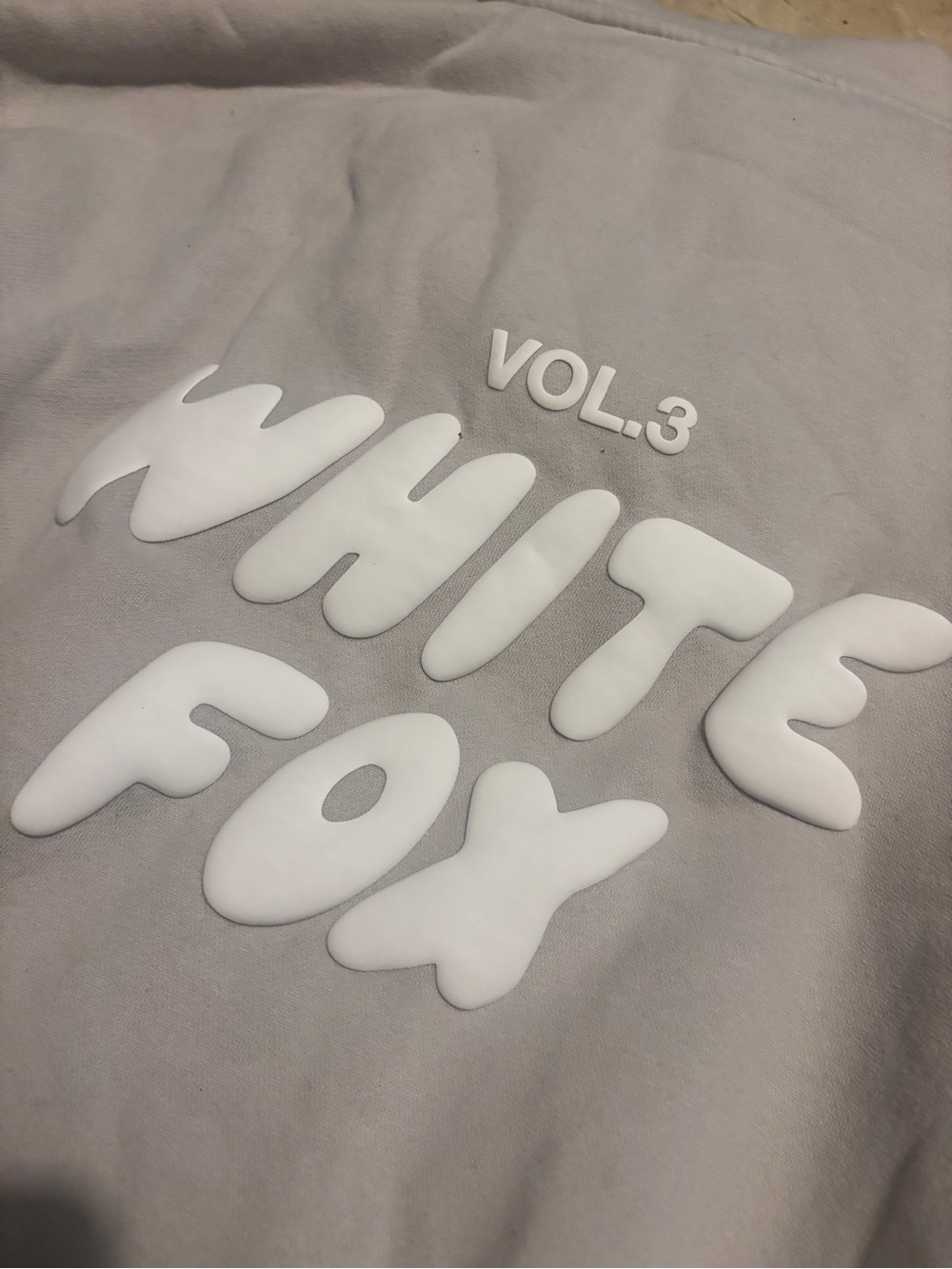 "White Fox" Vol.3 Graphic Sweatshirt - Light Gray with White Puff Print